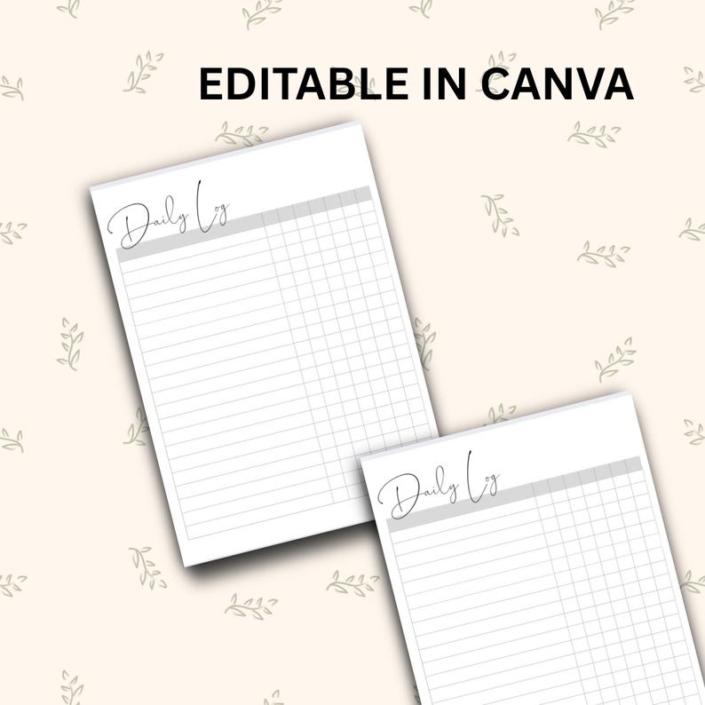 Editable Daily Log Templates: Printable Checklists & Canva Trackers ...