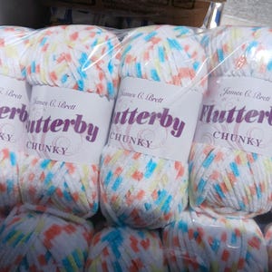 James C Brett Flutterby Chunky Knitting Wool Yarn 5x100g Balls Crochet Soft Chenille Plush