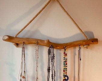 50cm Treibholz Schmuckhalter | Wandmontage Ketten-Aufhängung | Halskettenhalter aus Holz