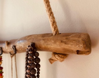 99cm Treibholz Schmuckhalter | Wandmontage Ketten-Aufhängung | Halskettenhalter aus Holz