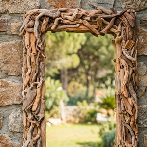 Large Driftwood Wall Mirror | Reclaimed Wooden Frame | Bathroom Rustic Decor - Bedroom Floor Mirror