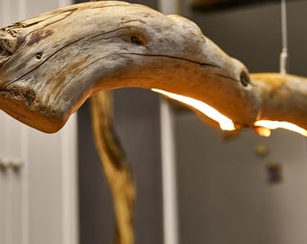 41" Natural Driftwood Ceiling Lamp | Dimmable Hidden LED Strip Light Fixture | Floating Wood Beam