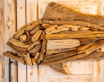Driftwood Fish Wall Art | Rustic Wood Sculpture | Natural Driftwood Home Decor
