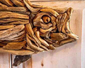 Driftwood Fish Wall Art | Rustic Wall Sculpture | Wood Animal Decor