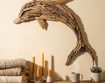 Driftwood Dolphin Wall Art | Wood Animal Home Decor | Rustic Wall Hanging