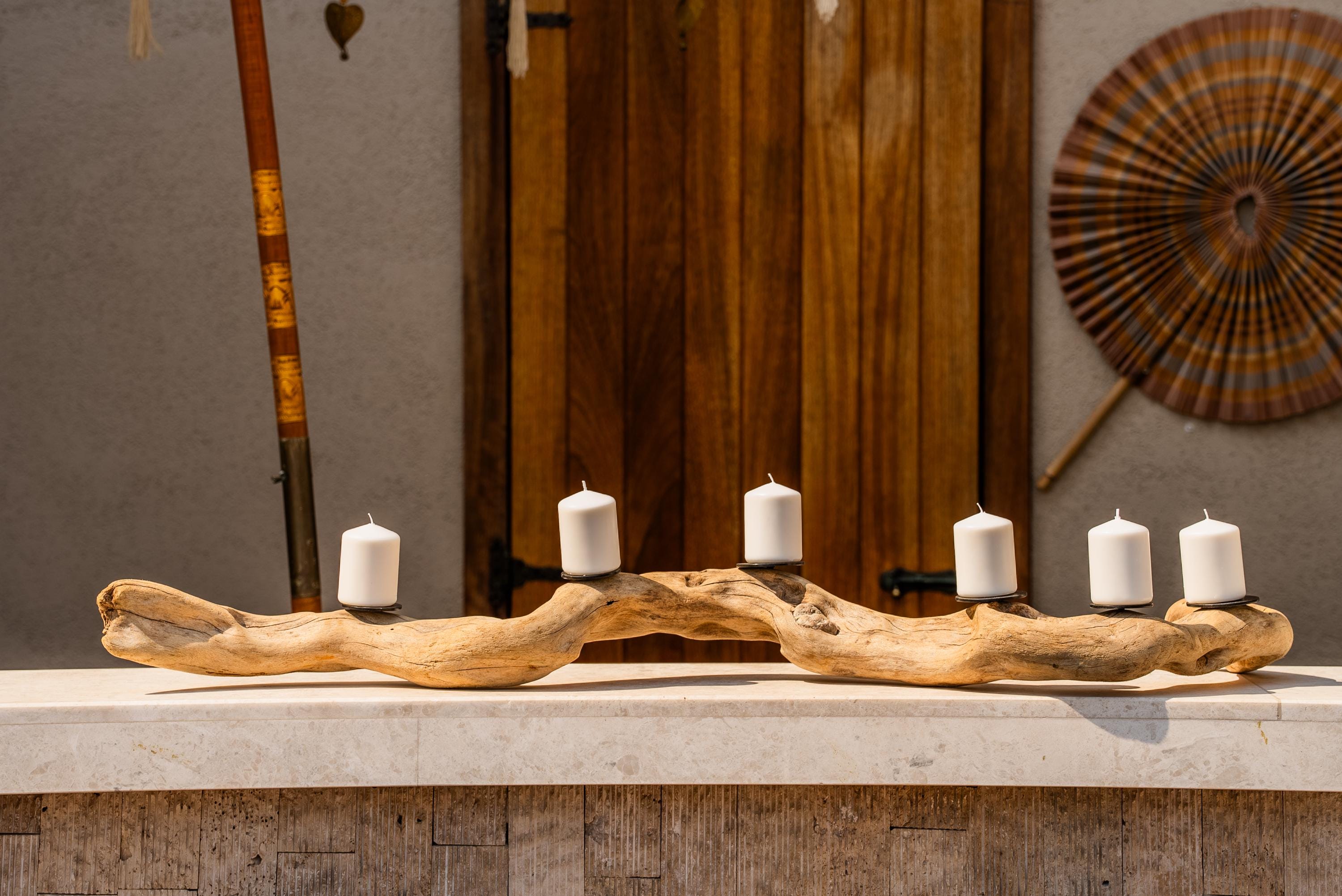 48" Handcrafted Driftwood Candle Holder Rustic Wooden