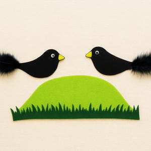 Felt Story Set – Two Little Black Birds Preschool Rhyme | Flannel Board Quiet Book | Interactive Felt Story Kit for Kids | Educational Felt