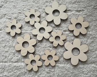 Wooden Daisy Set: Rustic MDF or Plywood Flowers, Nursery Decor