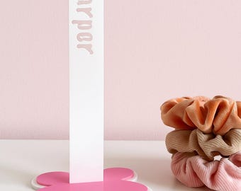 Personalised Acrylic Hair Tie Display Stand for Small Businesses & Market Sellers