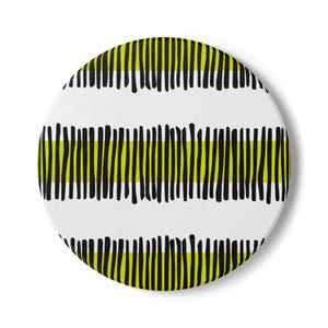 Modern Abstract Coaster in Black, White & Lime Green, Scandinavian Style Ceramic Coaster, available in both Square and Round shapes
