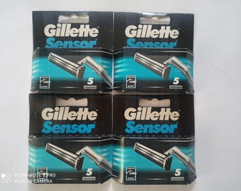 Confezione da 4 lamette da barba Gillette Sensor anni '90 originali, nuove e sigillate, adatte a tutte le macchine con sensore.