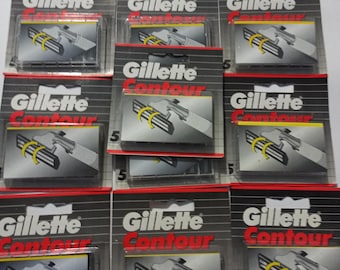 10x 5-pack Gillette Contour 90's Original, nieuw, ongebruikt (New Old Stock), geschikt voor alle Contour- en Contour Plus-apparaten. Nieuw en verzegeld.