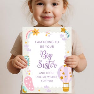 Big Sister Activity Printable, Baby Shower Gift for Sibling, A to Z Wishes Book for Baby, Keepsake for Soon-to-Be Big Sister