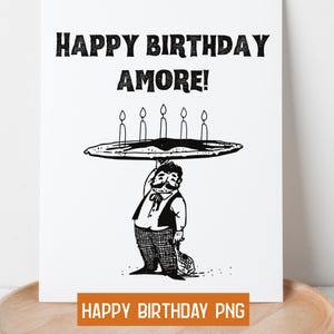 Funny Pizza Birthday PNG: Italian Waiter Clipart (Digital Download)