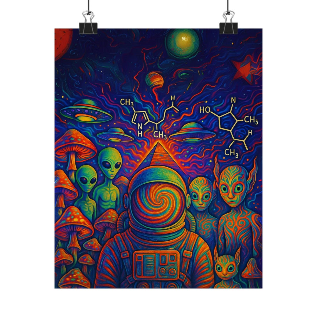 Psychedelic "psychonaut" Poster - Trippy Space Art - Mushroom DMT UFO ...
