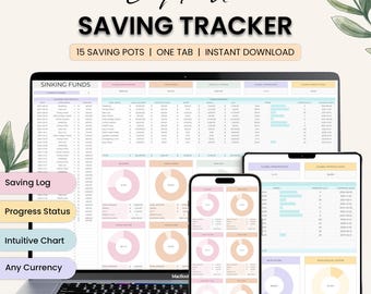 Savings Tracker Spreadsheet: Google Sheets & Excel (Digital Download)