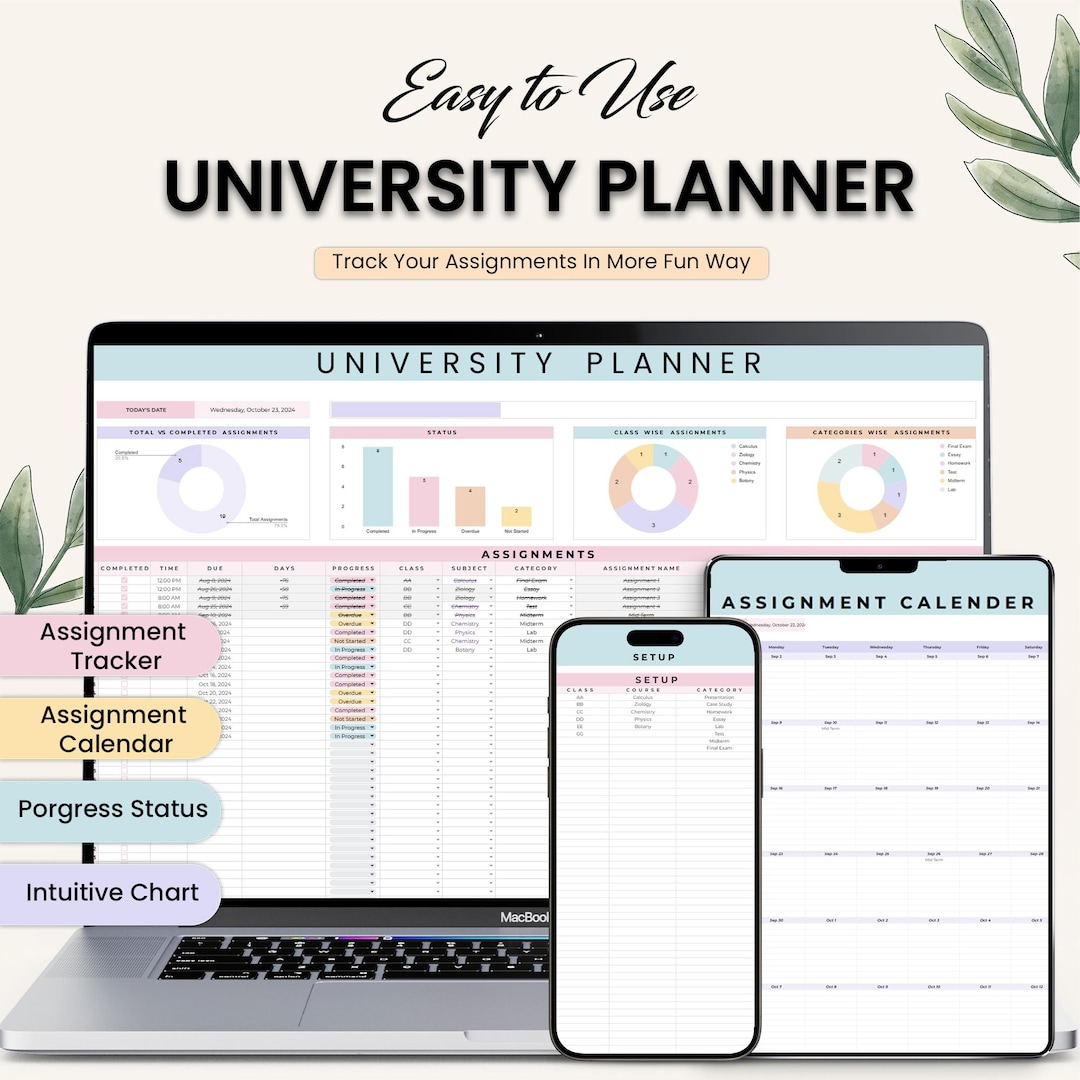 University Planner Example University Planner Spreadsheet: Google Sheets & Excel Student Organizer ...