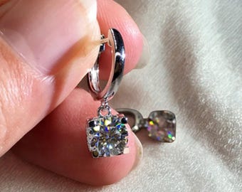 Orecchini con moissanite, pendenti in argento sterling 925, orecchini a cerchio con diamanti per donna, gioielli da sposa minimalisti, regalo di anniversario per lei