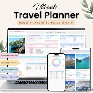 Planificador de viajes: presupuesto de vacaciones, lista de equipaje (Hojas de cálculo de Google y Excel)