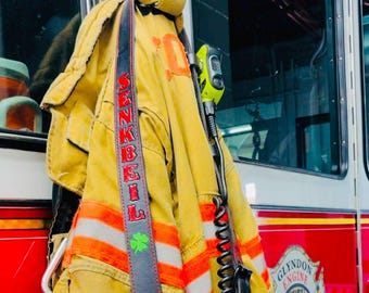 Correa de cuero personalizada para radio de bomberos con cesta para radio