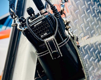 Custom leather firefighter radio pouch