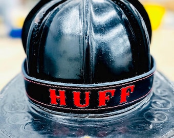 Leather Fire Helmet Name band
