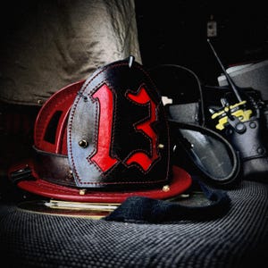 Custom Boston Style Leather Fire Helmet Shield