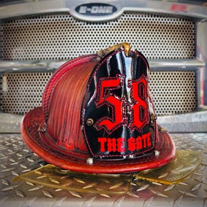 Customized Boston Firefighter Shield with painted text
