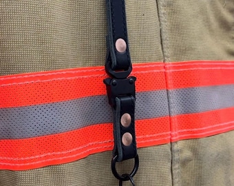 Firefighter TIC Strap w/ Quick Release – Leather Thermal Imager Holder for Turnout Coat
