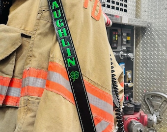 Pasek radiowy strażacki ze skóry na zamówienie z koszykiem i paskiem antypoślizgowym