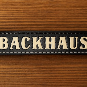 Custom Leather Firefighter Locker Name Tag – Magnetic Firehouse Name Plate, Handcrafted