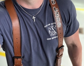 Maßgefertigte Feuerwehrhosenträger aus Leder