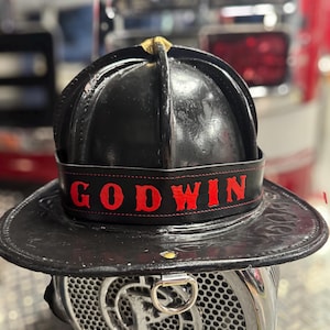 Leather Fire Helmet Name band