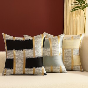 1pc Luxury Decorative Pillow Cover | Modern Geometric Cushion Case with Gold Accents | Elegant Sofa & Bedroom Throw Pillow Cover