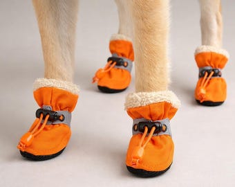 Botas cálidas para perros con forro suave / Zapatos antideslizantes para cachorros / Cómoda funda para patas de mascota para uso diario