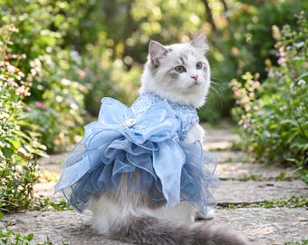 Vestido de princesa gata, atuendo de boda de gatita esponjosa, disfraz de fiesta brillante