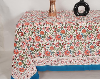 Mantel con estampado de bloques indios, textil para el hogar, diseño étnico, bohemio, regalo de inauguración de la casa, decoración de mesa