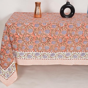 Hand Block Print Tablecloth: Boho Indian Cotton Table Decor