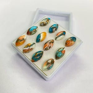 Spiny Oyster Copper Turquoise Marquise Shape Loose Gemstone Cabochon Supplier Whole Sale Lot Gemstone Size 4X8 To 15X30 MM