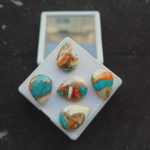 Spiny Oyster Copper Turquoise Pear Shape Loose Gemstone Cabochon Supplier Whole Sale Lot Gemstone Size 4X6 To 20X30 MM