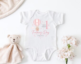 Body personalizado para bebé para el primer Día del Padre, conjunto de oso con globo aerostático.