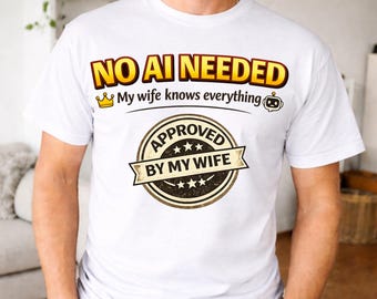 Camiseta divertida para marido: sin IA, regalo con humor para el matrimonio