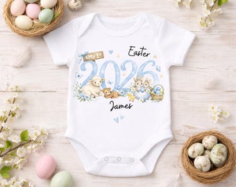 Body personalizado para bebé "Mi primera Pascua 2026" con nombre personalizado
