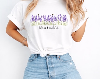 Camiseta floral lavanda para mujer – Life is Boho Top