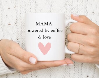 Mamá impulsada por el café y el amor Tasse – Geschenk für Mama, Kaffeetasse mit Herz