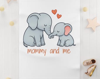 Manta de bebé Mommy and Me con elefantes: manta de forro polar suave, regalo para recién nacido