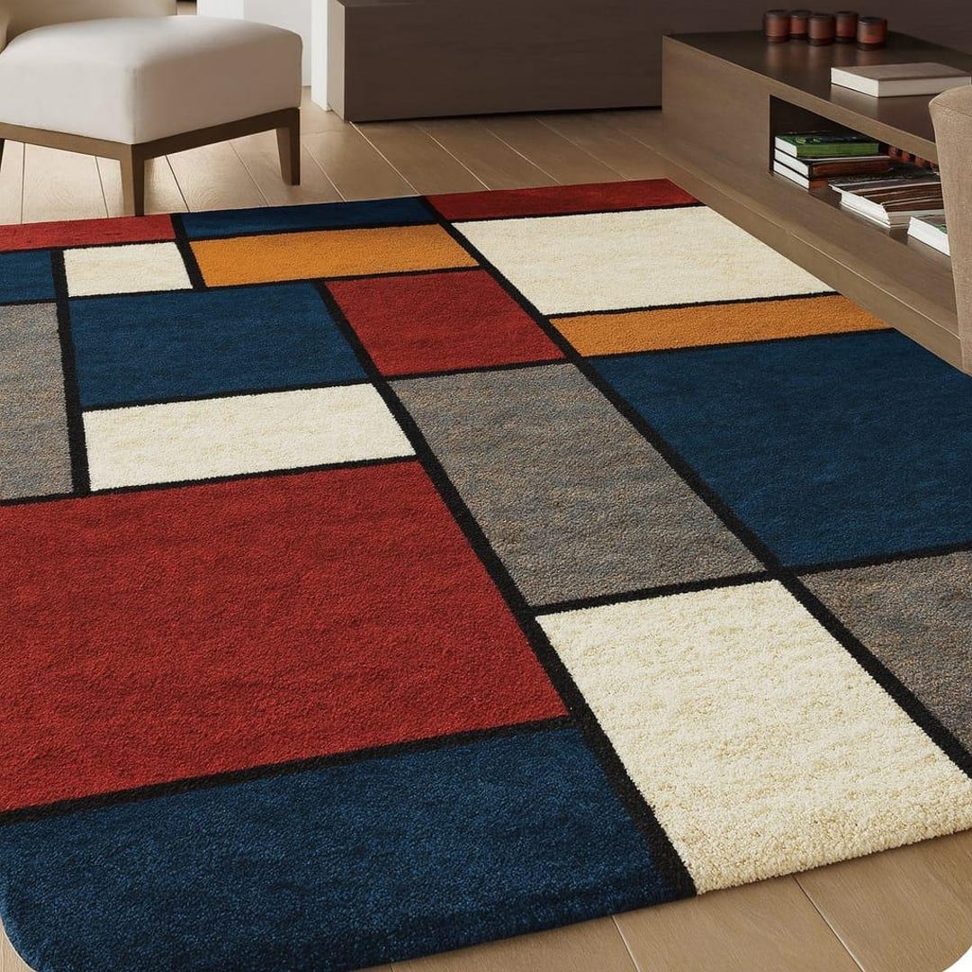 Simple Design Area Rugs Hand Tufted Geometric Area Rug | Modern Abstract Blocks - Etsy