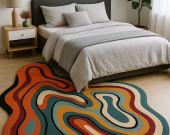Abstract wervelend vloerkleed - kleurrijk onregelmatig vloerkleed met golvend patroon