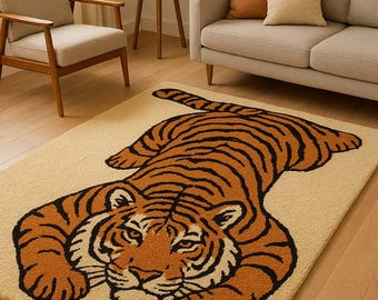 Hand getufteter Tiger Teppich | Modernes Safari Dekor
