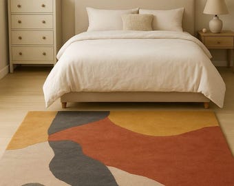 Hand Tufted Abstract Area Rug – Modern Multicolor Wool Feel